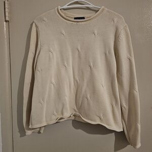 Elegant Cream Knit Sweater Roll Neck